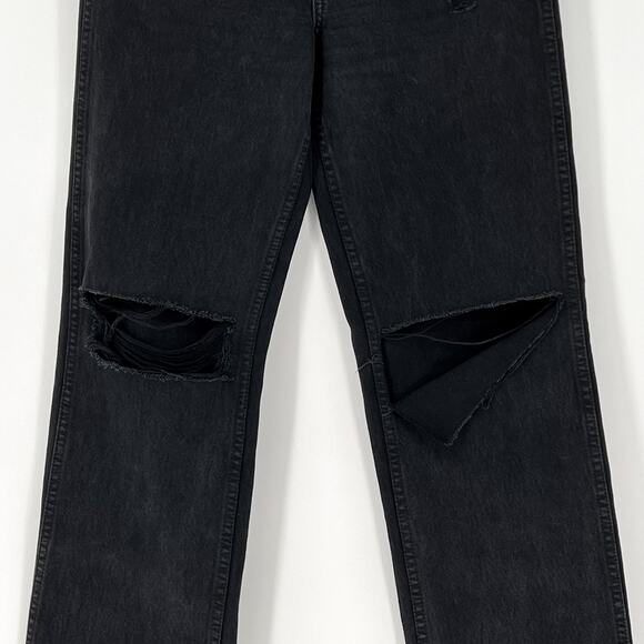 RE/DONE 90s High Rise Loose Jeans Washed Black Distressed 100% Cotton Size 25 - Picture 4 of 8